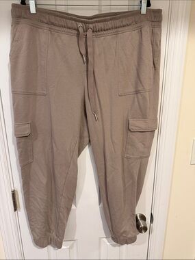 Calvin Klein Performance Plus Size Women’s Cargo Jogger SweatPants in Taupe